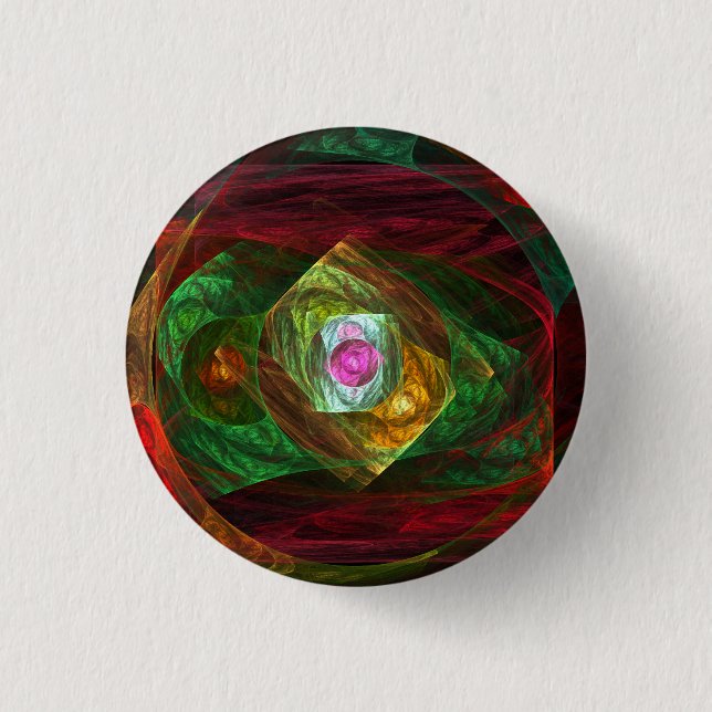 Dynamic Connections Luminous Abstract Fractal Art Button (Front)