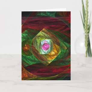 Dynamic Connections Luminous Abstract Fractal Art Card