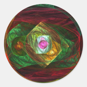 Dynamic Connections Luminous Abstract Fractal Art Classic Round Sticker