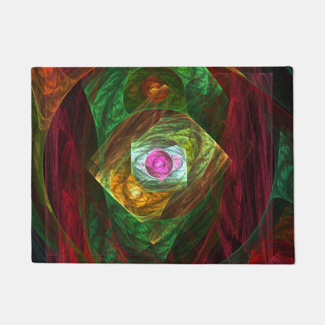Dynamic Connections Luminous Abstract Fractal Art Doormat (Front)