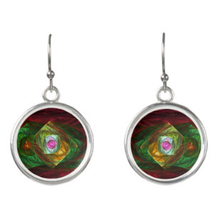 Dynamic Connections Luminous Abstract Fractal Art Earrings