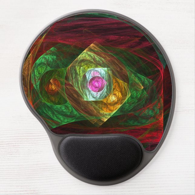 Dynamic Connections Luminous Abstract Fractal Art Gel Mouse Pad (Front)