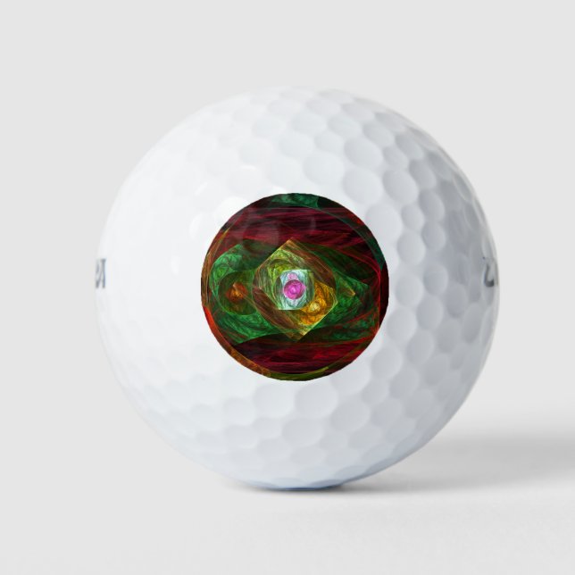 Dynamic Connections Luminous Abstract Fractal Art Golf Balls (Front)