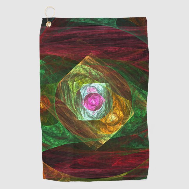 Dynamic Connections Luminous Abstract Fractal Art Golf Towel (Front)