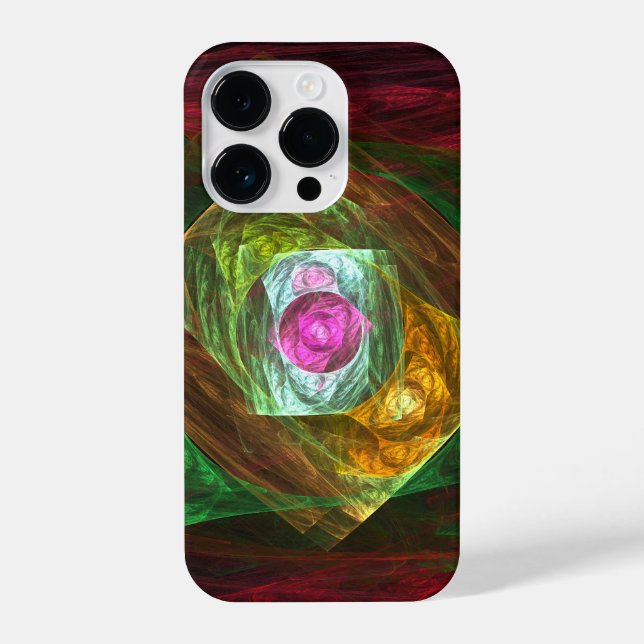 Dynamic Connections Luminous Abstract Fractal Art iPhone Case (Back)