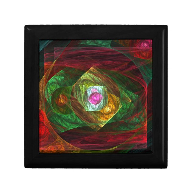 Dynamic Connections Luminous Abstract Fractal Art Jewelry Box (Front)