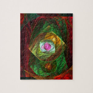 Dynamic Connections Luminous Abstract Fractal Art Jigsaw Puzzle