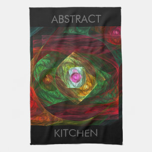 Dynamic Connections Luminous Abstract Fractal Art Kitchen Towel