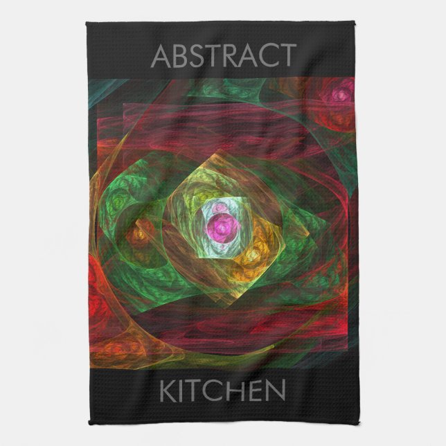 Dynamic Connections Luminous Abstract Fractal Art Kitchen Towel (Vertical)