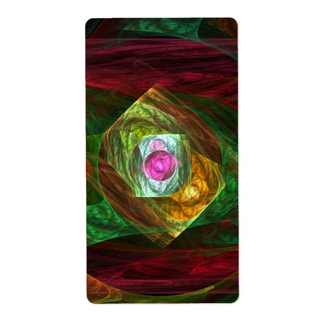 Dynamic Connections Luminous Abstract Fractal Art Label (Front)