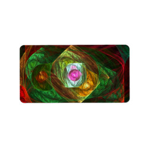 Dynamic Connections Luminous Abstract Fractal Art Label
