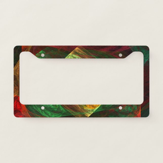 Dynamic Connections Luminous Abstract Fractal Art License Plate Frame (Front)