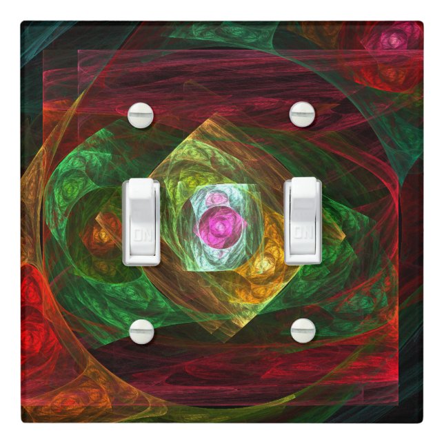 Dynamic Connections Luminous Abstract Fractal Art Light Switch Cover (In Situ)