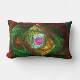 Dynamic Connections Luminous Abstract Fractal Art Lumbar Pillow