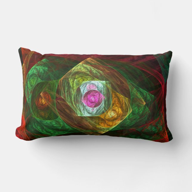 Dynamic Connections Luminous Abstract Fractal Art Lumbar Pillow (Front)