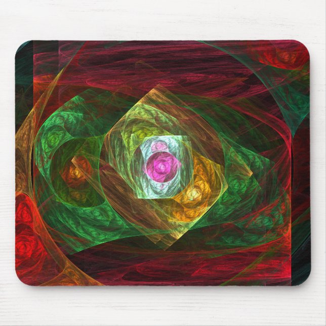 Dynamic Connections Luminous Abstract Fractal Art Mouse Pad (Front)