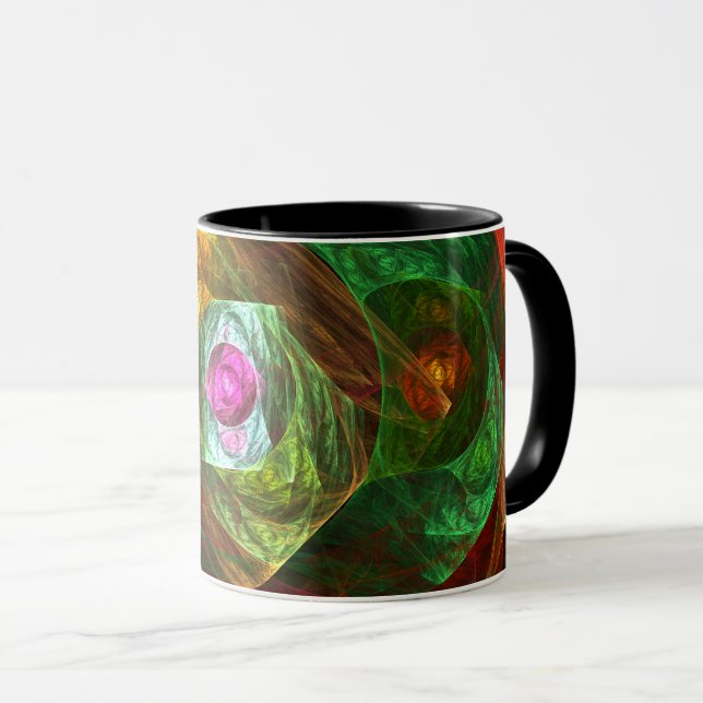 Dynamic Connections Luminous Abstract Fractal Art Mug (Front Right)