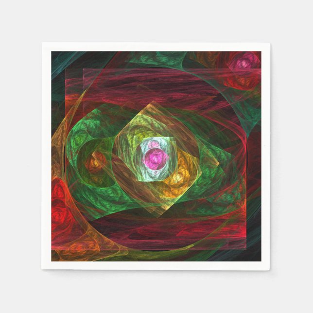 Dynamic Connections Luminous Abstract Fractal Art Napkins (Front)