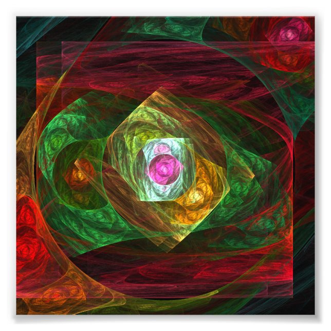 Dynamic Connections Luminous Abstract Fractal Art Photo Print (Front)
