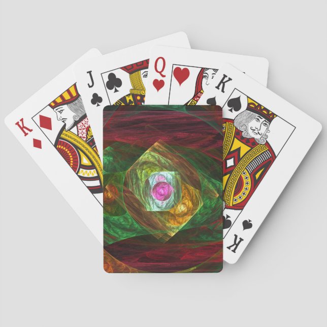 Dynamic Connections Luminous Abstract Fractal Art Poker Cards (Back)