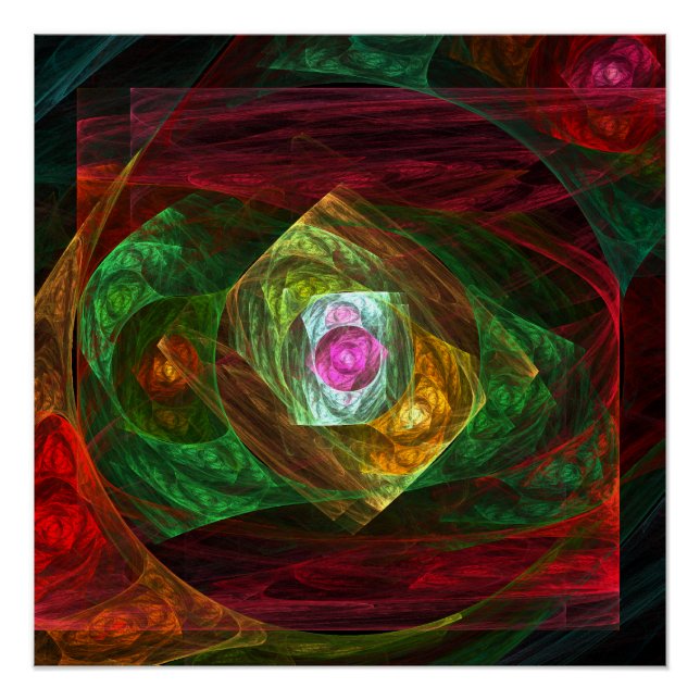 Dynamic Connections Luminous Abstract Fractal Art Poster (Front)