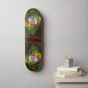 Dynamic Connections Luminous Abstract Fractal Art Skateboard Deck