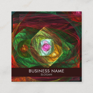 Dynamic Connections Luminous Abstract Fractal Art Square Business Card