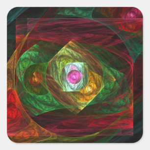 Dynamic Connections Luminous Abstract Fractal Art Square Sticker