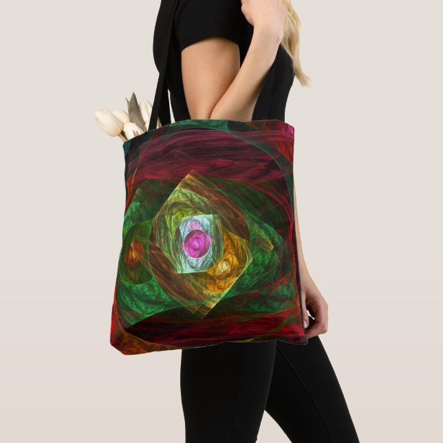 Dynamic Connections Luminous Abstract Fractal Art Tote Bag (Close Up)
