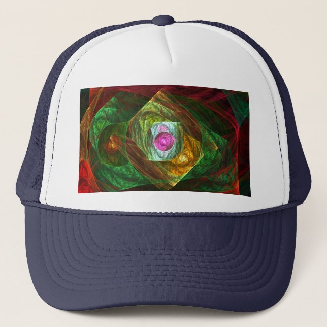 Dynamic Connections Luminous Abstract Fractal Art Trucker Hat (Front)