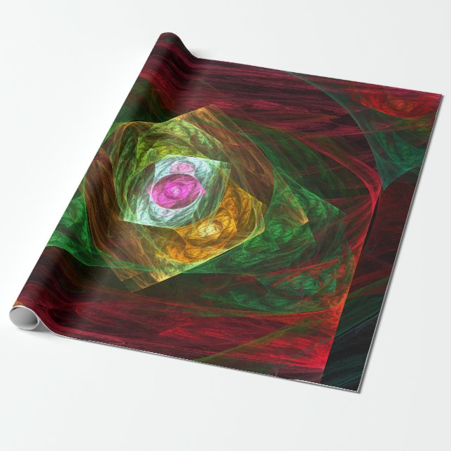 Dynamic Connections Luminous Abstract Fractal Art Wrapping Paper (Unrolled)