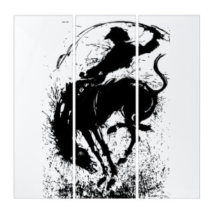 Dynamic Cowboy Rodeo Silhouette Art