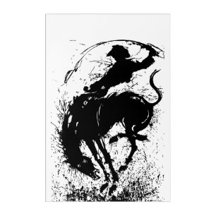Dynamic Cowboy Rodeo Silhouette Art