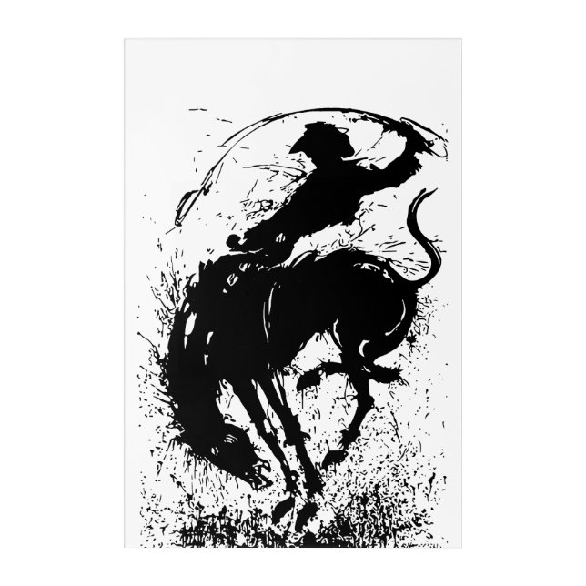 Dynamic Cowboy Rodeo Silhouette Art (Front)