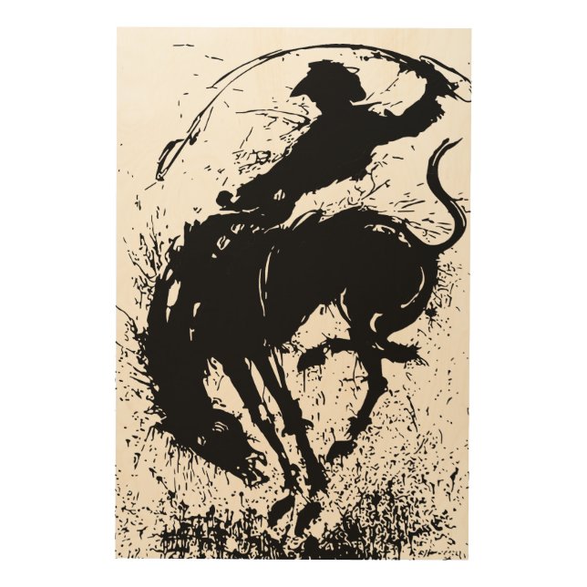 Dynamic Cowboy Rodeo Silhouette Art (Front)