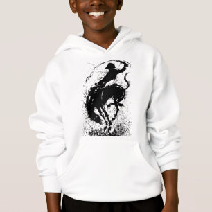 Dynamic Cowboy Rodeo Silhouette Art Hoodie