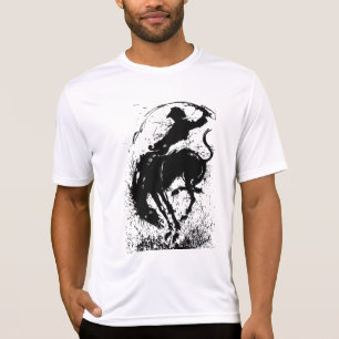 Dynamic Cowboy Rodeo Silhouette Art T-Shirt