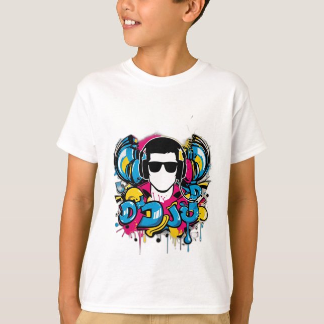 Dynamic DJ Graffiti T-Shirt Design (Front)