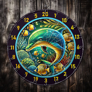 Dynamic Dolphins Dartboard: Coastal Game Escape Dart Board