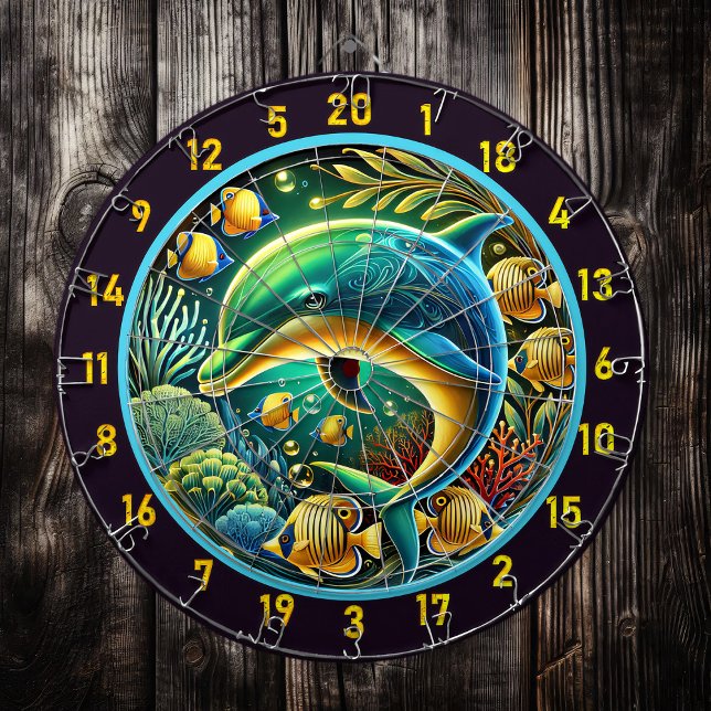 Dynamic Dolphins Dartboard: Coastal Game Escape Dart Board (Creator Uploaded)
