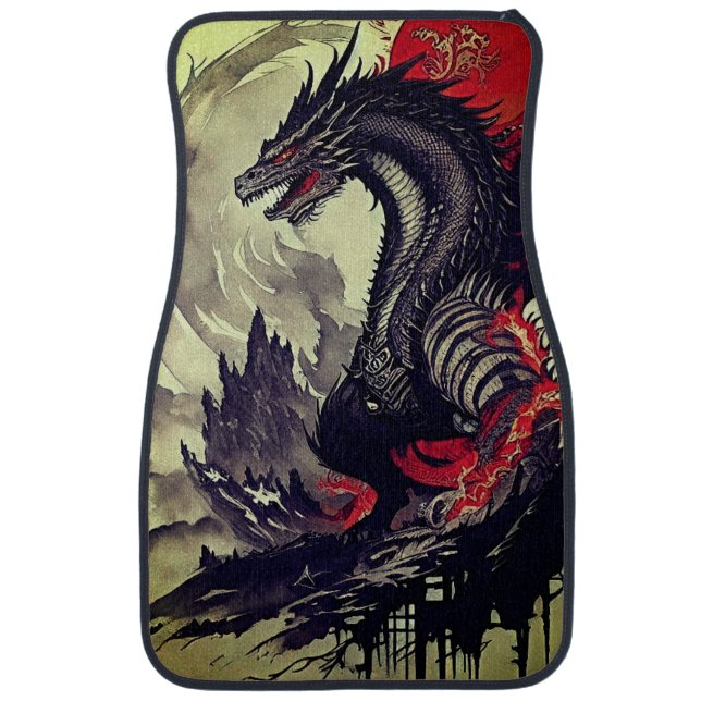 Dynamic Dragon - Ink Art  Car Floor Mat (Front)