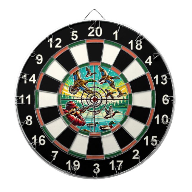 Dynamic Ducks in Flight Design Dart Board (Front)