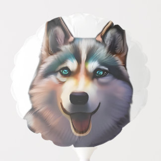 Dynamic Duo: Blue and Green Huskies Balloon