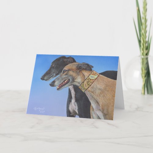 Dynamic Duo Greyhound Whippet Dog Card