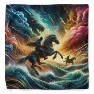 Dynamic Duo: Stormy Horseback Adventure Bandana