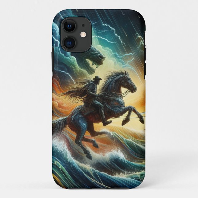 Dynamic Duo: Stormy Horseback Adventure Case-Mate iPhone Case (Back)