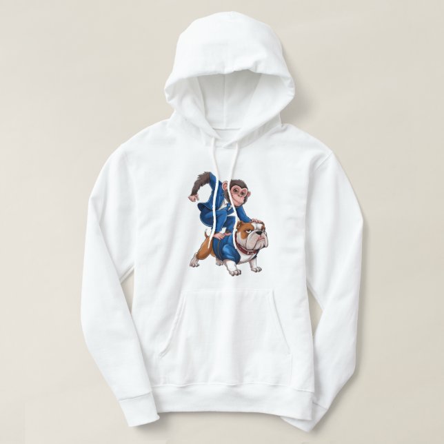 Dynamic Duo: The Monkey and the Bulldog in Style Hoodie (Design Front)