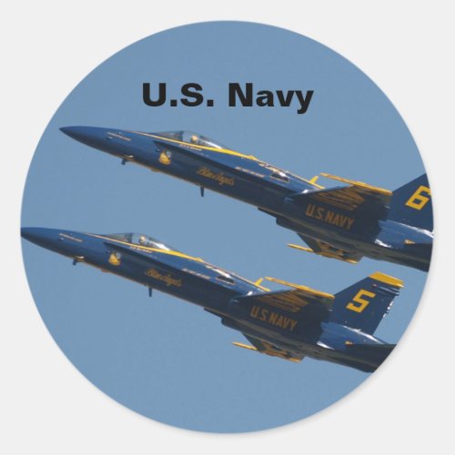 Dynamic Duo Two US Navy Blue Angels in Flight Classic Round Sticker