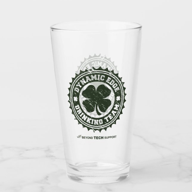 Dynamic Edge Drinking Team Glass Cup (Front)