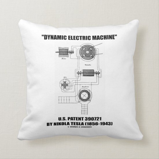 Dynamic Electric Machine U.S. Patent Nikola Tesla Throw Pillow